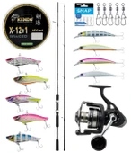 Yek Outdoor Pro Spin Seti Shimano Kamış FX XT Spinning Moderate Fast 2,40m 14-40g 2pc&Savage Gear SGS8 4000 FD 8+1BB Olta Makinesi - 1