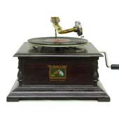 Gramofon Plakçalar Nostaljik Kurmalı Ahşap Kare ASIG509 thumbnail 5