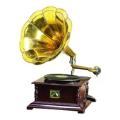 Gramofon Plakçalar Nostaljik Kurmalı Ahşap Kare ASIG509 thumbnail 1