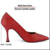 Erkan Saçmacı Suzanna Kırmızı Hakiki Dana Derisi Sivri Burun Klasik İnce Topuklu Ayakkabı - 2
