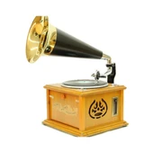 Gramofon Kare Ahşap Plakçalar Radyo Bluetooth Usb C0103 thumbnail 1