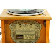 Gramofon Kare Ahşap Plakçalar Radyo Bluetooth Usb C0103 thumbnail 4