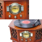 Gramofon Ahşap Standlı Pikap Plakçalar Radyo Bluetooth Usb 130cm CW003 thumbnail 4