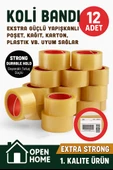 12 Adet-100 Metre Şeffaf Koli Bandı – Extra Strong 40 Micron Kalınlık, Güçlü Yapışkan - 1