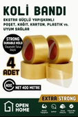 4 Adet - 100 Metre Şeffaf Koli Bandı – Extra Strong 40 Micron Kalınlık, Güçlü Yapışkan - 1