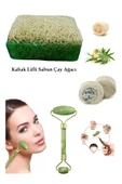 3'lü Set Kabak Lifli Sabun Çay Ağacı Çift Taraflı Yüz Masaj Aleti Peeling Sivilce Ruşu Taşı - 1