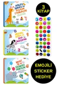 EMOJİLİ  STİCKER HEDİYE  - OKUL ÖNCESİ RESİMLİ KİTAPLAR - ACELECİ ZÜRAFA - MERAKLI ZEBRA - MUCİT FİL thumbnail 1