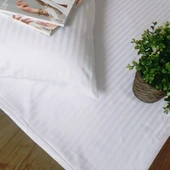 Nivora Çift Kişilik Çizgili Pamuk Saten Çarşaf | 240x280 | Mix & Match | Otel Serisi thumbnail 1