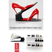 5’li Ayakkabı Düzenleyici Set – Çift Katlı Tasarım | Dolap İçi Alan Tasarrufu | Ayarlanabilir Yükseklik - 1