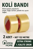 2 Adet-132 Metre Şeffaf Koli Bandı – Extra Strong 40 Micron Kalınlık, Güçlü Yapışkan - 1