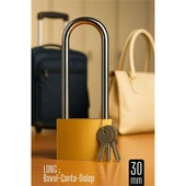 Long 30 mm Uzun Kelepçeli Bavul ve Çanta Asma Kilidi – 3 Anahtarlı, Dolap ve Seyahat İçin Güvenli - 1