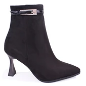 Dagoster DZA07-11332005 Siyah Süet Klasik Topuklu Kadın Bot thumbnail 2