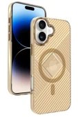 iPhone 16 Stella PC Sert Magsafe Kılıf - Gold thumbnail 3