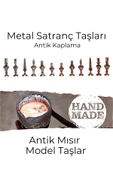 MC40 Antik Mısır Figürlü Metal Satranç Takımı - Lüks Hediyelik Satranç Takımı - 5