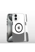 iPhone 16 Carbon Puzzle Magsafe Kapak - Beyaz thumbnail 1