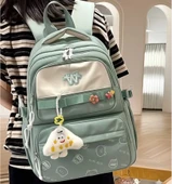 3 LÜ SET Yeni Öğrenci Sırt Okul Çantası Basit Kore Tarzı Kadın Seyahat Çantası YEŞİL thumbnail 2
