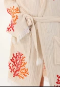 Coral Wooden Stamp Bathrobe - 5