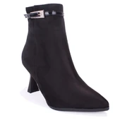 Dagoster DZA07-11332005 Siyah Süet Klasik Topuklu Kadın Bot thumbnail 1