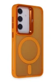 Samsung Galaxy S24 Plus Flet Lens Magsafe Kapak - Turuncu thumbnail 1