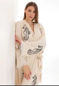 Black Seahorse Bamboo Bathrobe - 5