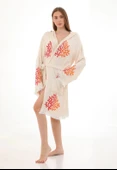 Coral Wooden Stamp Bathrobe - 1