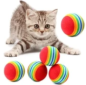 2 ADET GÖKKUŞAĞI RENKLI KEDI KÖPEK OYUN TOPU thumbnail 1