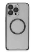 iPhone 15 Pro Max Kılıf Metal Bumper Magneticsafe Kapak - Siyah thumbnail 8