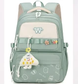 3 LÜ SET Yeni Öğrenci Sırt Okul Çantası Basit Kore Tarzı Kadın Seyahat Çantası YEŞİL thumbnail 1