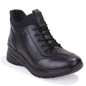 Dagoster DZA07-13091535 Siyah Ortopedik Günlük Düz Topuk Deri Kadın Bot thumbnail 1