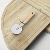 MyBru Paslanmaz Çelik Ahşap Saplı Pizza ve Hamur Kesici (Büyük Boy) thumbnail 6