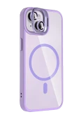 Apple iPhone 13 Remim Lensli Magsafe Standlı Kapak - Lila thumbnail 2