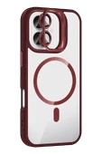 Apple iPhone 16 Remim Lensli Magsafe Standlı Kapak - Bordo thumbnail 1