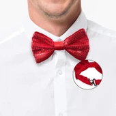 Kırmızı Payetli Pullu Papyon thumbnail 4