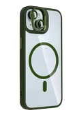 Apple iPhone 13 Remim Lensli Magsafe Standlı Kapak - Koyu Yeşil thumbnail 2