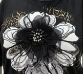 Büyük Beden Çiçek Fiyonklu Kapri Kol Pamuklu Kışlık Kadın Bluz thumbnail 4