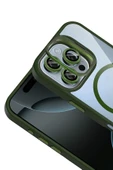 Apple iPhone 16 Pro Max Remim Lensli Magsafe Standlı Kapak - Koyu Yeşil thumbnail 3
