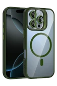 Apple iPhone 16 Pro Max Remim Lensli Magsafe Standlı Kapak - Koyu Yeşil thumbnail 1