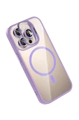 Apple iPhone 14 Pro Max Remim Lensli Magsafe Standlı Kapak - Lila thumbnail 3