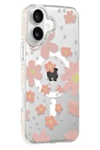 Apple iPhone 16 Floral Magsafe Kapak - Pembe thumbnail 1