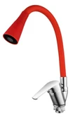 Oynar Başlıklı Çelik Spiral Üzeri Silikon Kaplama Musluk Başlığı Kobra Fonksiyonlu Musluk - Kırmızı thumbnail 3