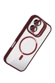Apple iPhone 16 Remim Lensli Magsafe Standlı Kapak - Bordo thumbnail 2
