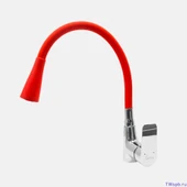 Oynar Başlıklı Çelik Spiral Üzeri Silikon Kaplama Musluk Başlığı Kobra Fonksiyonlu Musluk - Kırmızı thumbnail 4