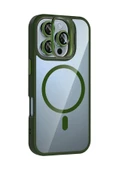 Apple iPhone 16 Pro Max Remim Lensli Magsafe Standlı Kapak - Koyu Yeşil thumbnail 4