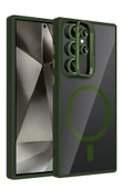 Samsung Galaxy S25 Ultra Remim Lensli Magsafe Standlı Kapak - Koyu Yeşil thumbnail 1