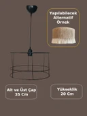 Silindir Avize Teli , İskeleti (Büyük Boy 35x20 Cm) Siyah Statik Boyalı (Duy Takımı Dahil) - 1