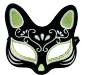 Siyah Süet Kaplama Gümüş Yeşil Simli Kedi Maskesi thumbnail 1