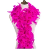 Fuşya Renk Kabarık Tüylü Otriş Boa Gerçek Tüy Dekorasyon thumbnail 3