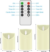 Led Mum 3lü Set Yanma Efektli Titrek Işık Özellikli Zamanlayıcılı Gerçek Hisli Mum Işık Aydınlatma Kumandalı - 4