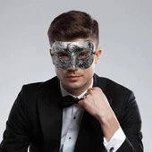 Gümüş Renk Antik Tarz Balo Maskesi thumbnail 3