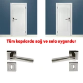 Kare Rozetli Oda Kapı Kolu Sağa ve Sola Uygun Nikel Saten 1 Takım thumbnail 4
